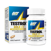 GAT SPORT envase frontal Testrol Gold ES mostrando presentación y beneficio de equilibrio hormonal