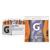 Gatorade Riptide Rush frente del empaque mostrando 1.31 lb y pack de 32 bolsas, ideal para equipos