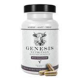 Genesis Nutrition frasco frontal mostrando diseño y cantidad de cápsulas