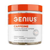 The Genius Brand envase frontal mostrando 100 cápsulas y beneficio energía sostenida