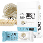 Genius Gourmet vista frontal del empaque mostrando sabor Vanilla Dream y beneficio proteico