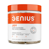 The Genius Brand Genius Joy vista frontal del envase que transmite claridad