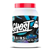 GHOST envase frontal mostrando sabor blue raspberry y calorías