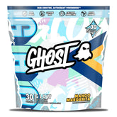 GHOST frontal del paquete con sticks, muestra conveniencia y dosis claras