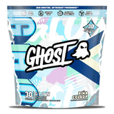 GHOST paquete frontal con 30 sticks piña colada mostrando diseño y conveniencia