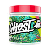 GHOST pote frontal Pink Lemonade mostrando etiqueta transparente y beneficios