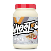 GHOST envase frontal mostrando diseño y sabor Peanut Butter Cereal Milk, atractivo visual y claridad