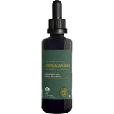 Global Healing Center frasco frontal de Ashwagandha mostrando etiqueta clara y beneficios