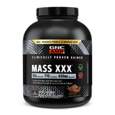 GNC AMP MASS XXX frente del envase mostrando etiqueta y sabor chocolate, útil para identificar producto