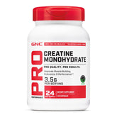 GNC envase frontal mostrando creatina monohidrato y beneficio de rendimiento