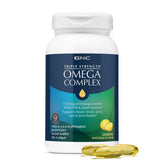 GNC frasco frontal Triple Strength Omega Complex mostrando envase y sello de 90 cápsulas