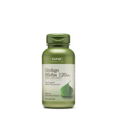 GNC botella frontal de Ginkgo Biloba 120 mg mostrando etiqueta clara y beneficios