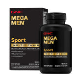 GNC Mega Men Sport vista frontal con beneficios para rendimiento