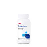 GNC frasco frontal de Selenium 200mcg muestra cantidad y presentación práctica