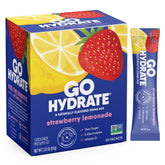 GoHydrate frente del empaque mostrando 30 sobres y beneficios de hidratación