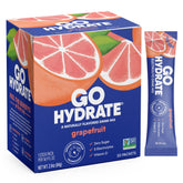 GoHydrate sobre frontal sabor pomelo mostrando presentación y beneficio hidratación rápida