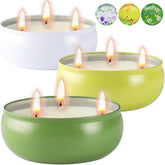 Golabarell vista frontal del set de 3 velas citronela para exteriores, larga duración
