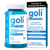 Goli envase frontal Ashwagandha mostrando la marca y sin azúcares para comprar con confianza