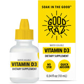 Good Raz frontal: botella compacta y etiqueta clara para transporte cómodo