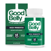 GoodBelly frente del empaque mostrando la etiqueta y beneficios visibles