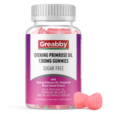 GREABBY frente del envase mostrando 60 gominolas y beneficios