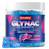 Envase frontal GREABBY Glynac Gummies mostrando 60 unidades y etiqueta clara