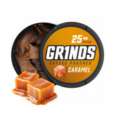GRINDS lata Caramel vista frontal conserva sabor y energía portátil
