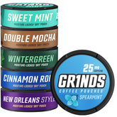 GRINDS lata frontal mostrando diseño y sabor para decisión rápida
