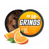 GRINDS lata Orange Citrus frente mostrando diseño y conveniencia