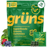 Grüns frente del empaque mostrando paquetes individuales y marca para conveniencia diaria