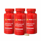 HAIRtamin envase frontal mostrando diseño y aporte para cabello más fuerte