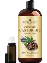 Handcraft Blends envase frontal de aceite de ricino mostrando etiqueta y volumen