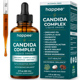 Happee frente del empaque mostrando botella 2oz y etiqueta clara