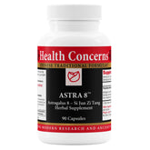 Health Concerns Astra 8 vista frontal del frasco con cápsulas y diseño claro