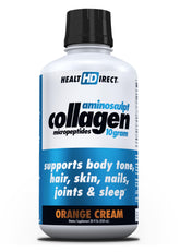 HEALTH DIRECT botella AminoSculpt frente muestra sabor naranja crema y conveniencia