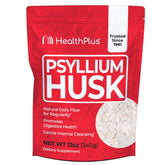 Health Plus frente del empaque mostrando 12 oz y beneficio de fibra