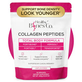 Healthy Bones Co. envase frontal mostrando fórmula de cuatro péptidos y beneficios
