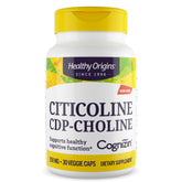 Healthy Origins frasco frontal mostrando Cognizin 250 mg y beneficios claros