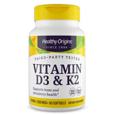 Healthy Origins frente del envase mostrando la formulación D3 y K2