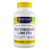 Healthy Origins bote frontal mostrando 180 cápsulas veganas y ventaja de suministro prolongado