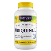 Healthy Origins frasco frontal que muestra 150 softgels y beneficios de dosificación