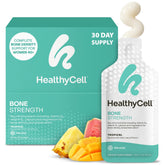 Healthycell frente del empaque con 30 gel packs, conveniencia portátil