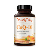 HealthyWayRx frasco frontal mostrando CoQ10 400 mg y beneficio antioxidante