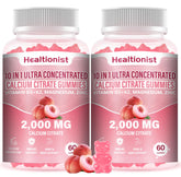 Healtionist envase frontal de gomitas durazno, práctico y atractivo