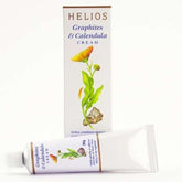 Helios tubo frontal con Grafites y Caléndula mostrando envase práctico y beneficio calmante