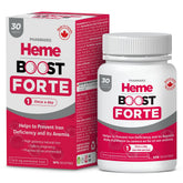 HEME BOOST vista frontal del empaque mostrando el diseño y beneficios