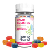 Hemp & Hand frente del envase mostrando la dosis y beneficios claros