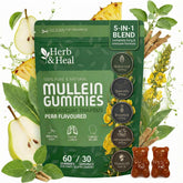 Herb & Heal frente del empaque mostrando 60 gomitas y diseño resellable