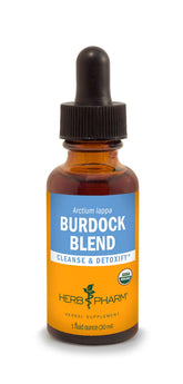 Herb Pharm envase frontal de Burdock Root Extract mostrando etiqueta clara y confianza