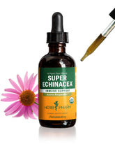 Herb Pharm frontal del producto mostrando botella y beneficios orgánicos